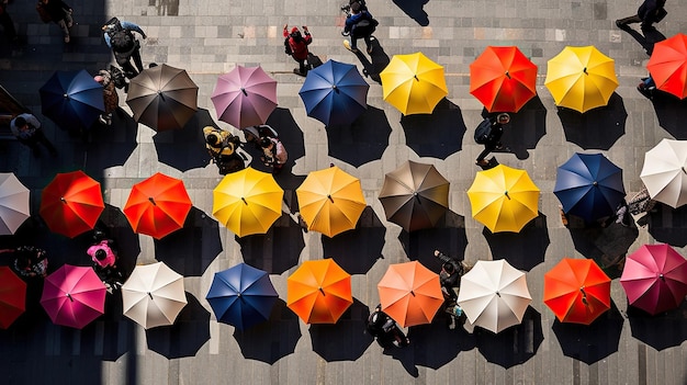Umbrellas seen from the top