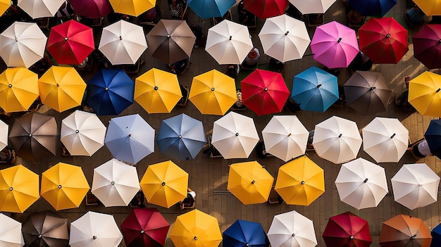 Umbrellas seen from the top