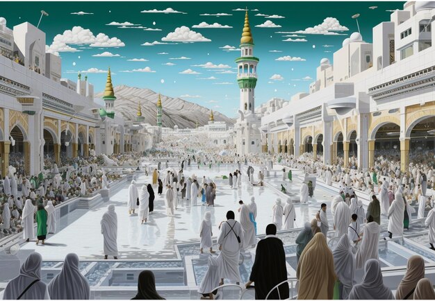 Photo umrah or hajj at the haram mosque in mecca saudi arabia