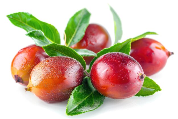 Photo unabi fruits ziziphus jujube with leaves isolated on white background