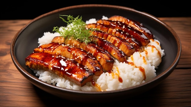 Photo unagi don exquisite grilled eel rice dish