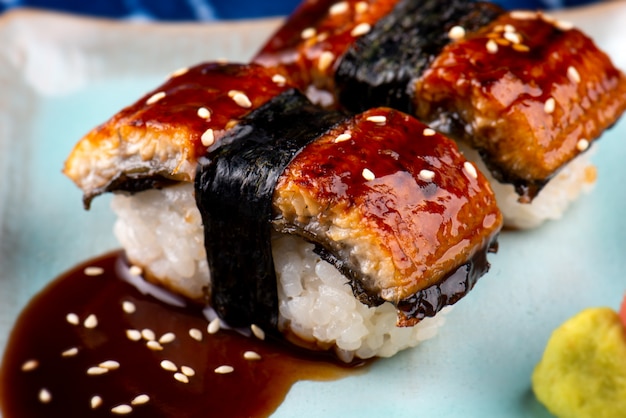 Unagi sushi of Japanse paling gegrild,