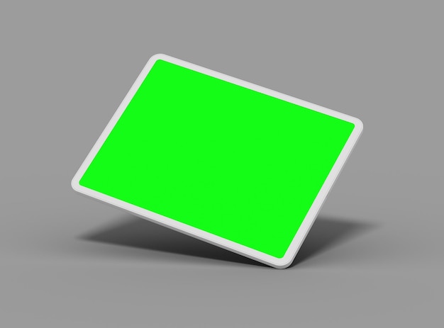 Tablet senza marchio con design a schermo verde modificabile per UIUX Product Showcase 3D Render