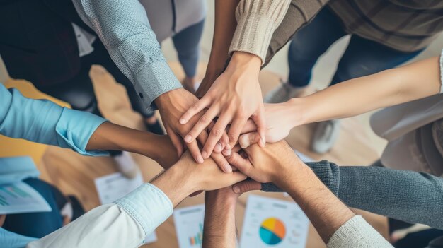 Foto unità indistruttibile un importante gruppo imprenditoriale che abbraccia il potere del lavoro di squadra