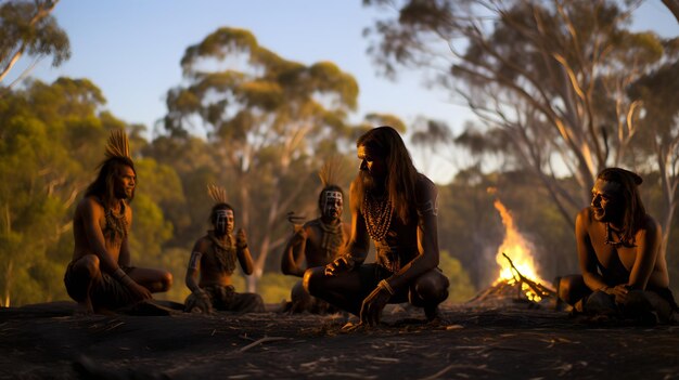 Photo the unbroken chain of aboriginal tradition life in untouched wilderness