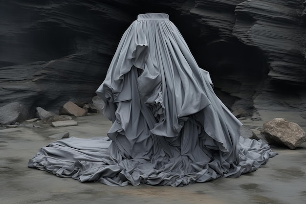 Unconventional Elegance Dissecting a Crumpled gray silk skirt inside out ar 32