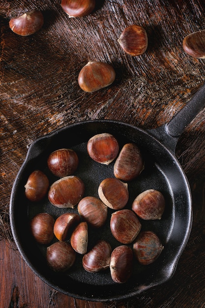 Uncooked edible chestnuts