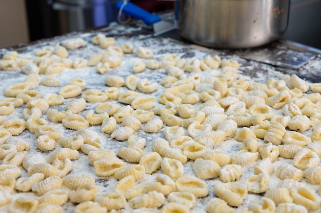 Uncooked homemade potato gnocchi.