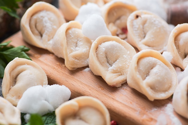 Uncooked meat dumplings