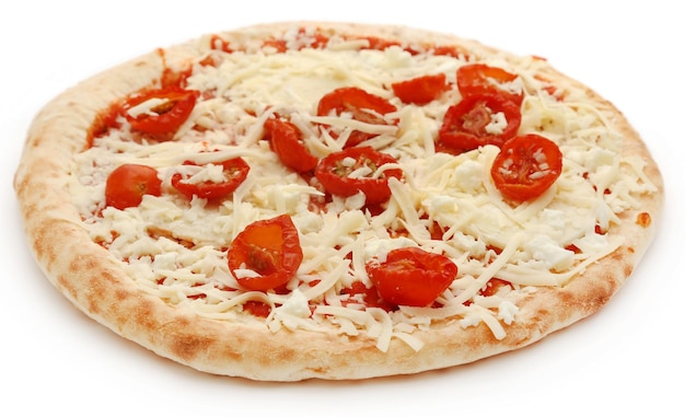 Uncooked pizza isolated over white background