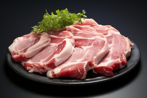 Uncooked Plate raw pork Generate Ai