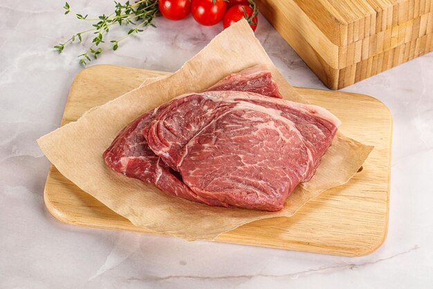 Uncooked raw beef steak for grill