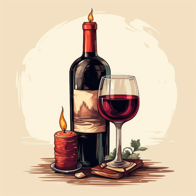 Uncorked Bottle Of Red Wine Classic Wine Presentation Cartoon Illustration Background