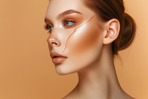 Photo uncover the art of contouring in makeup applicatio generative ai