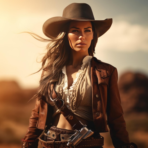 Photo undaunted desperada the unfazed female gunslinger of the wild west