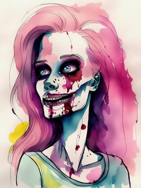 Photo undead pink doll cute halloween girl art