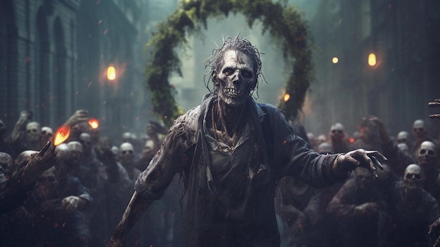 A undead zombie walking