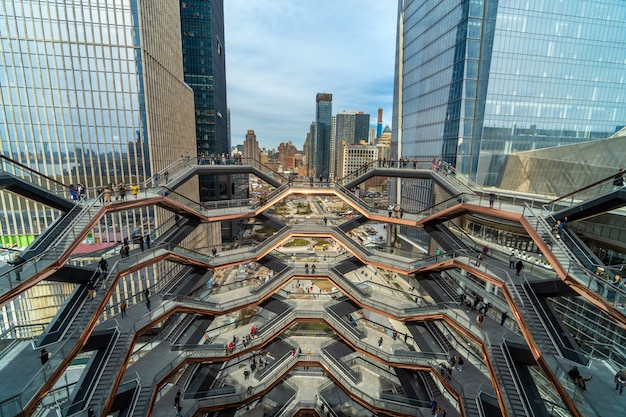 Undefined various tourists are visiting the new york's newest landmark