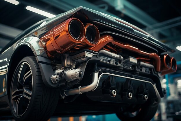 Undercarriage Perspective Partial View of Exhaust System in an Automobile AI