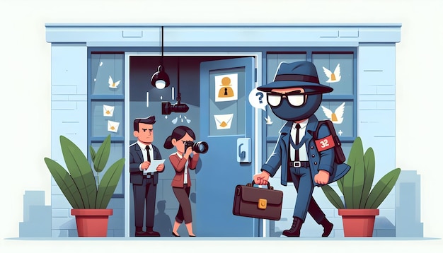 Undercover Operation Covert Mission Intelligence Collection Flat Vector Illustration in Candid Da