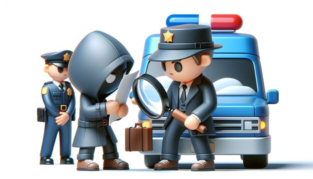 Undercover Surveillance Covert Operation with 3D Icon of Officer Observing Suspect in Candid Daily