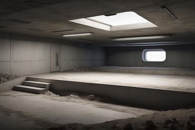 地下バンカーモックアップ 独占的なデザインの展示のための空白スペース