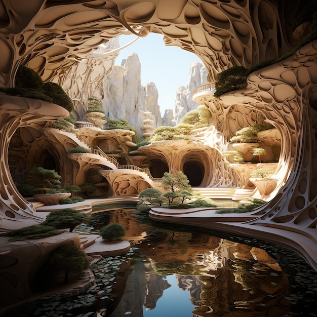 underground cave in the style of landscapes