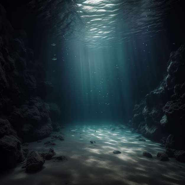 Underground ocean with light background