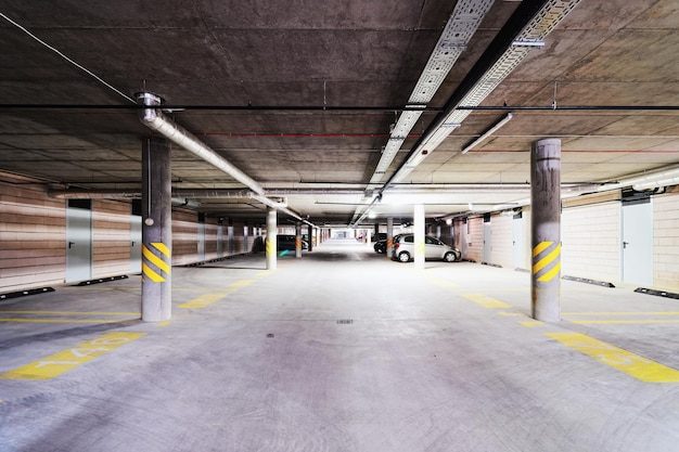 Underground Parking garage at a modern building