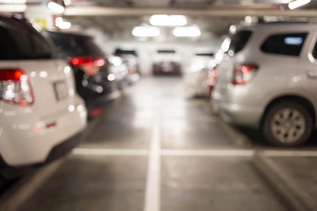 Underground parking with cars