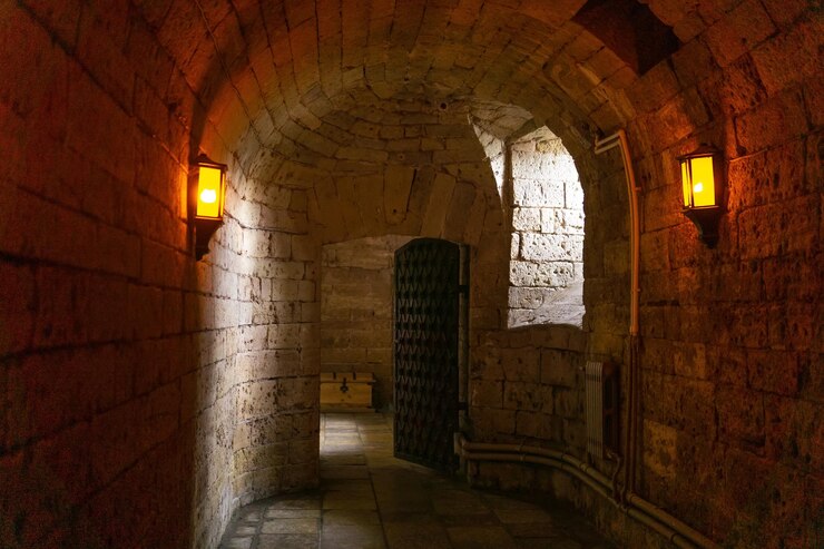 underground passage tunnel in an ancient castle