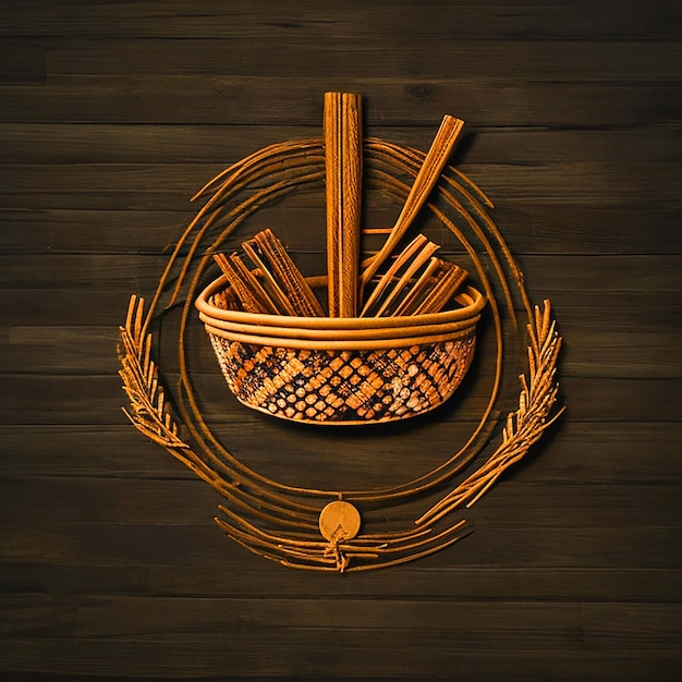 A underground style logo straw weaving needles Sheaves of straw turn into Bowl high quality image