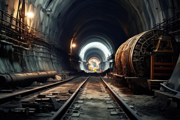 Underground subway tunnel under construction AI generated