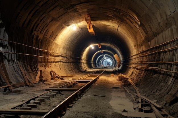 Underground subway tunnel under construction AI generated