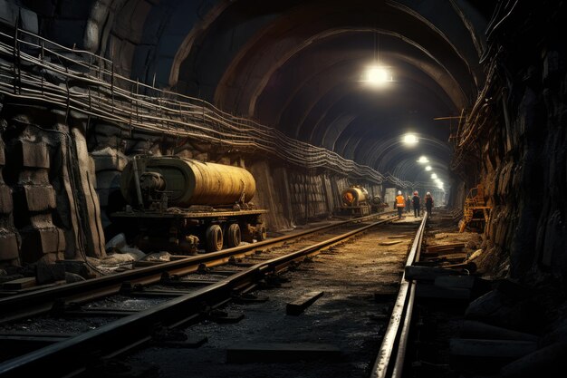 Underground subway tunnel under construction AI generated