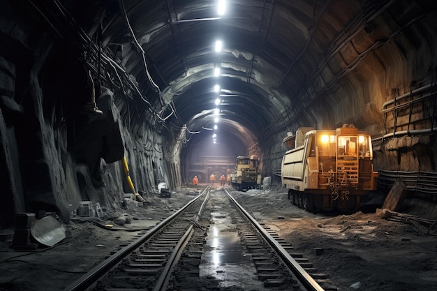 Underground subway tunnel under construction AI generated