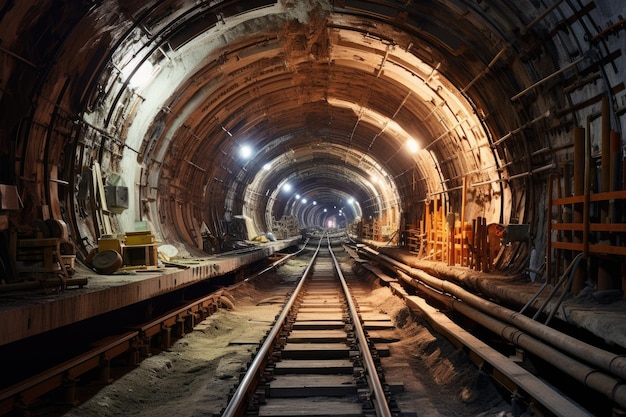 Underground subway tunnel under construction AI generated