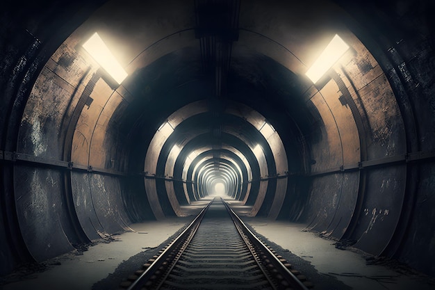 Туннели подземного метро в грязном устаревшем состоянии Нейронная сеть создала искусство