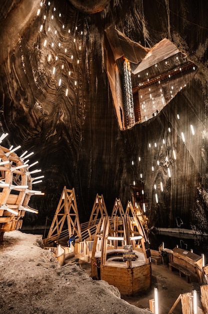 Underground theme park in big salt mine Salina Turda Turda in Romania transylvania Popular tourist destination