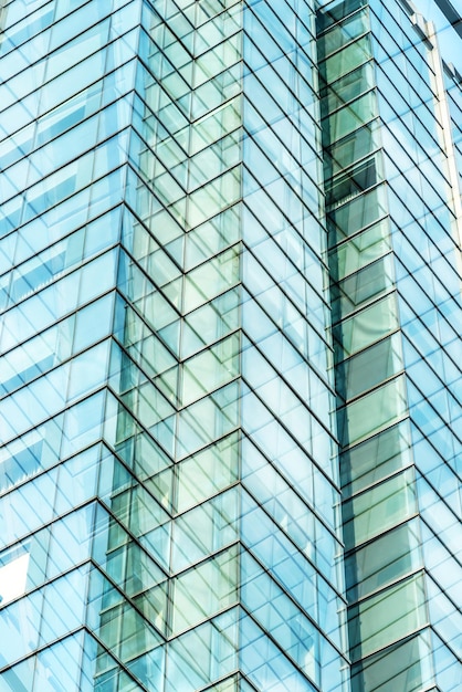 성공적인 산업 건축의 강철 파란색 유리 고층 건물 고층 빌딩 비즈니스 개념에 대한 파노라마 및 원근감 밑면
