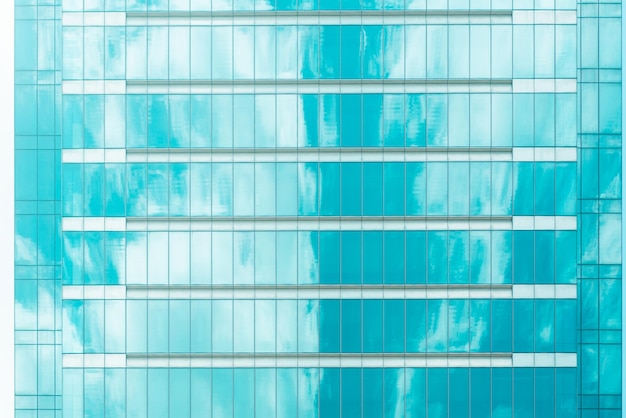 Underside panoramic and perspective view to steel blue glass high rise building skyscrapers