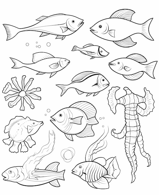 Underwater Adventure 25 Cartoon Sea Animals Coloring Page