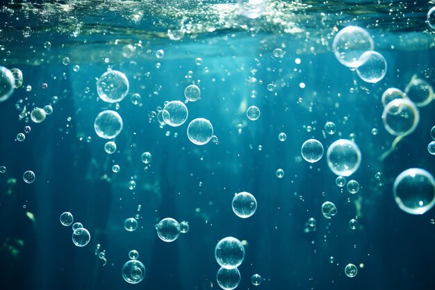 Underwater air bubbles flow