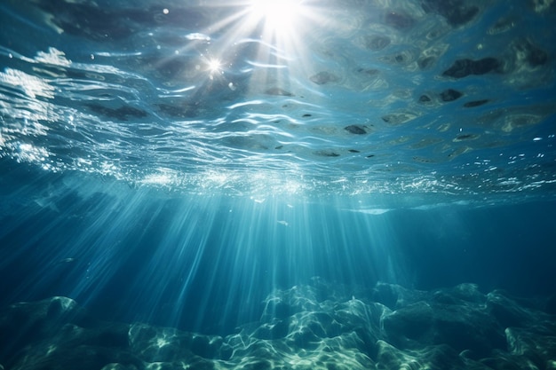 太陽光のある水中の気泡