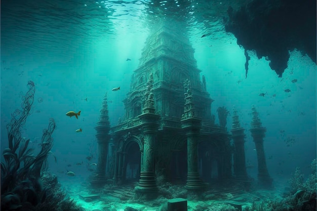 Premium Photo | Underwater ancient temple