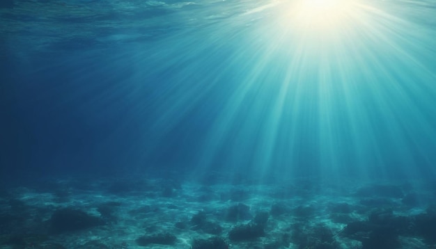 Photo underwater background with blue water and sun rays 4