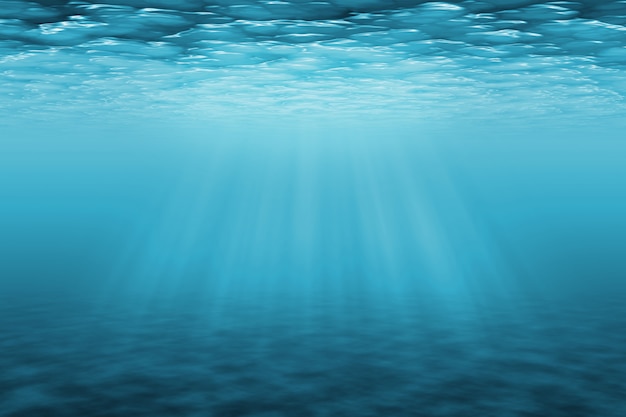 Underwater background with sun ray