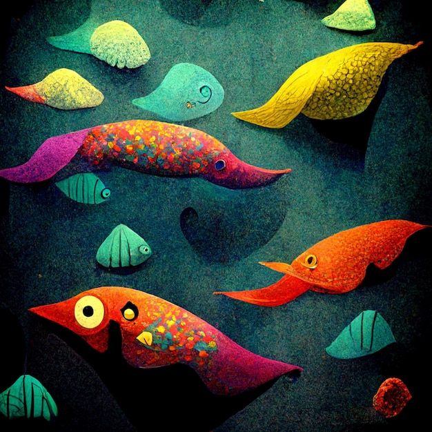 Photo underwater background with various sea views underwater scene cute sea fishes ocean underwater animals