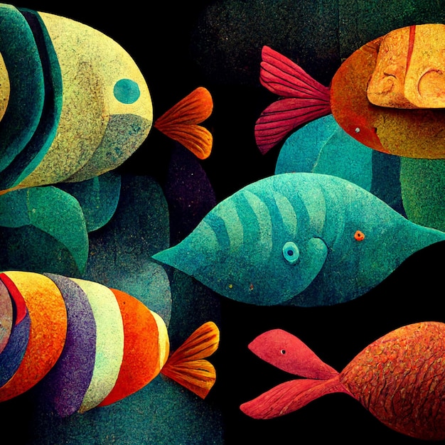 Underwater background with various sea views Underwater scene Cute sea fishes ocean underwater animals