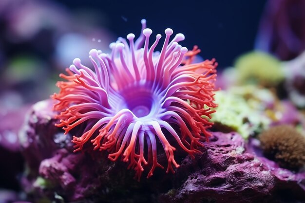 수중 아름다운 화려한 춤 암초 말미잘 그룹 산호 열대 동물 말미잘 자연